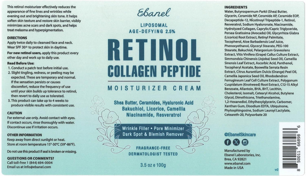 Ebanel 30% AHA 2% BHA Chemical Peel & 2.5% Retinol Cream Moisturizer for Face - Removes Acne Scars, Dark Spots, Wrinkles & Brightens Skin - Maple Wellness Supplements