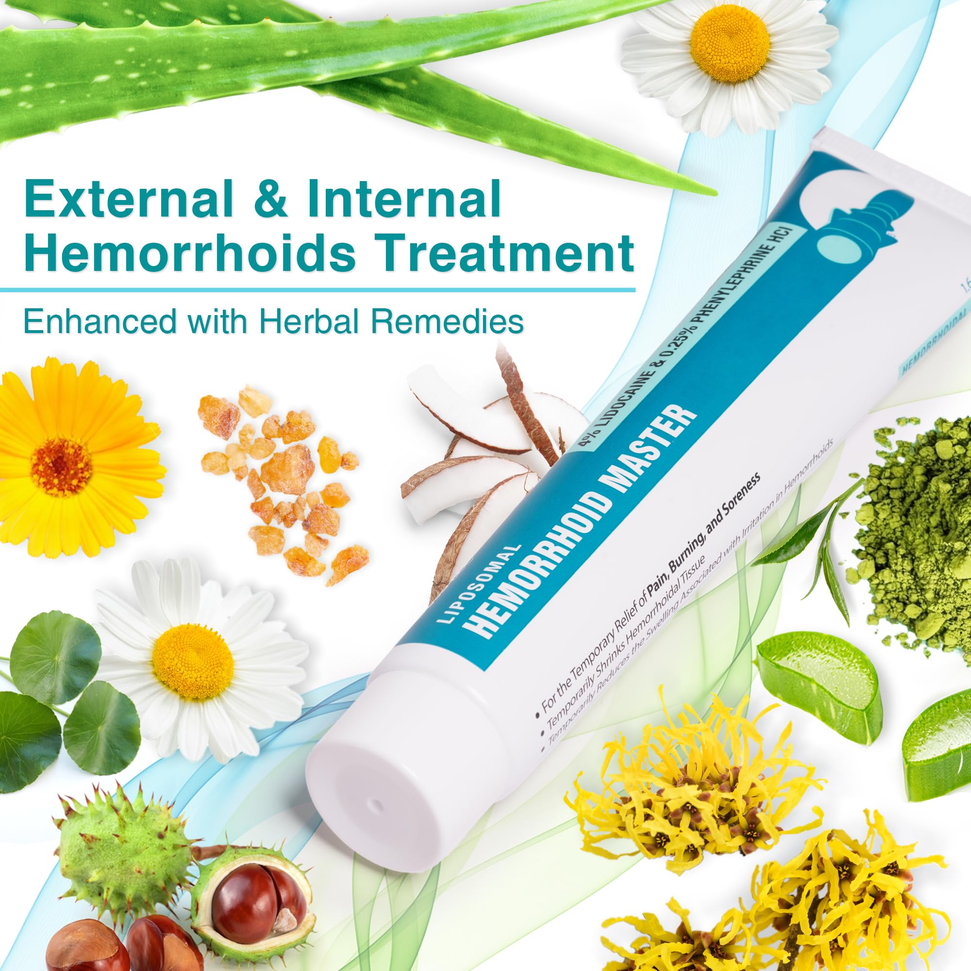 Ebanel 4% Lidocaine Hemorrhoid Treatment Ointment with Phenylephrine, Witch Hazel, Vitamin B6, Zinc Oxide, Frankincense, External and Internal Hemorrhoids Treatment Burn Itch Pain Relief Anal Cream - TrustMedUSA