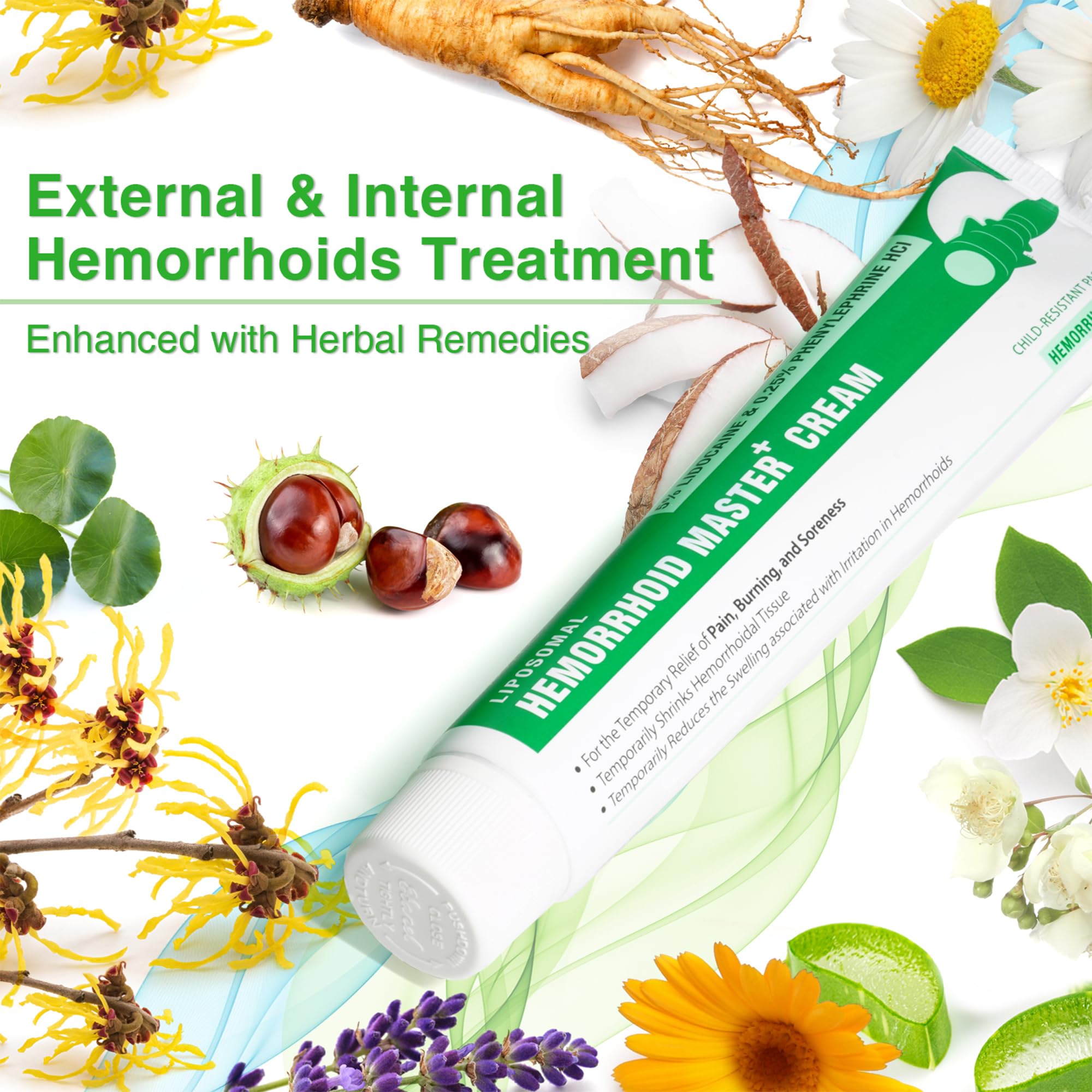 Ebanel 5% Lidocaine Hemorrhoid Treatment Cream with Witch Hazel, Phenylephrine, Horse Chestnut, Vitamin B6, Zinc Oxide, External and Internal Hemorrhoids Treatment Burn Itch Pain Relief Anal Cream - Maple Wellness Supplements