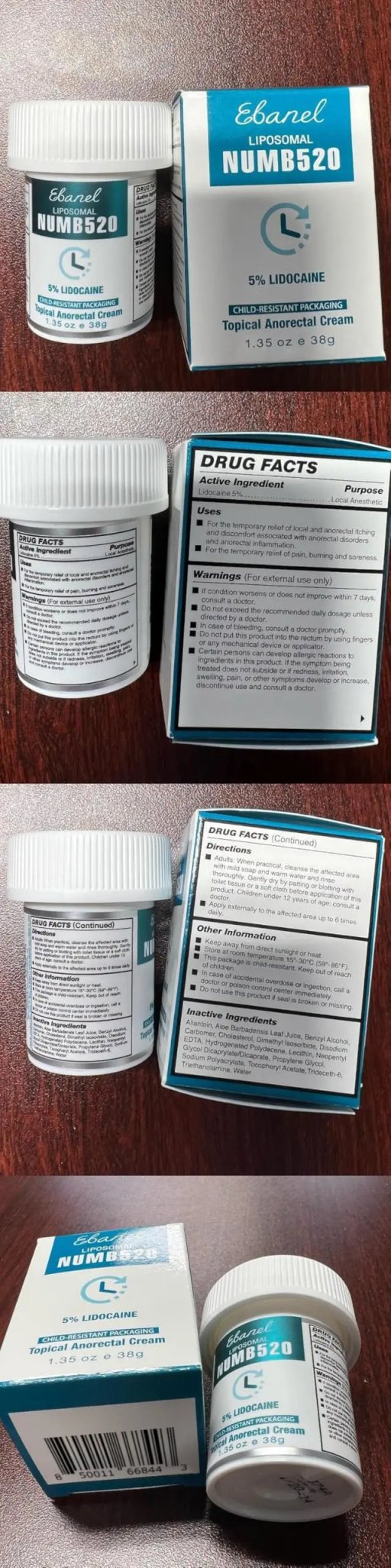 Ebanel 5% Lidocaine Numbing Cream, Pain Relief Burn Itch Numb Cream, Maximum Strength Topical Anesthetic with Allantoin, Vitamin E for Local and Anorectal Uses, Hemorrhoid Treatment, 1.35 Oz - TrustMedUSA