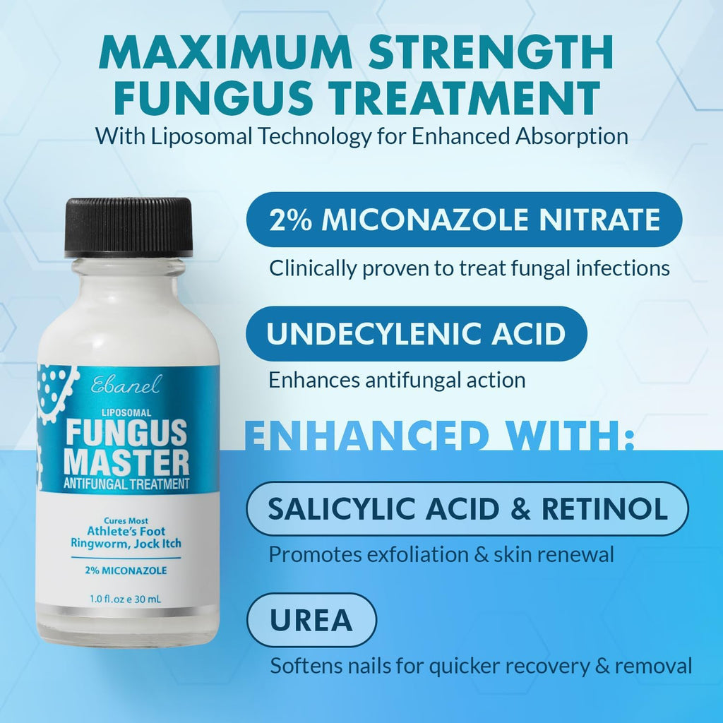 Ebanel Antifungal Cream Miconazole Athletes Foot Treatment, Cures Fungal Infection Leading to Nail Fungus, Jock Itch Cream with Undecylenic Acid, Tea Tree & Manuka Oil, Fast Itch Relief for Ringworm - Maple Wellness Supplements
