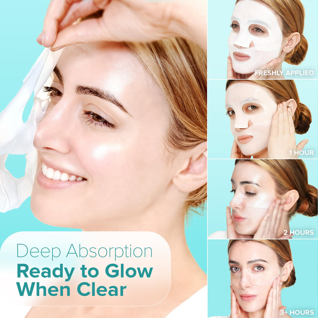 Ebanel Bio Collagen Face Mask, 4-Pack Hydrating Face Masks with 7 Peptides, Hyaluronic Acid, Niacinamide, Centella, Rose Water, Ceramide, and B5, Glass Skin Tightening and Lifting Korean Sheet Masks - Maple Wellness Supplements