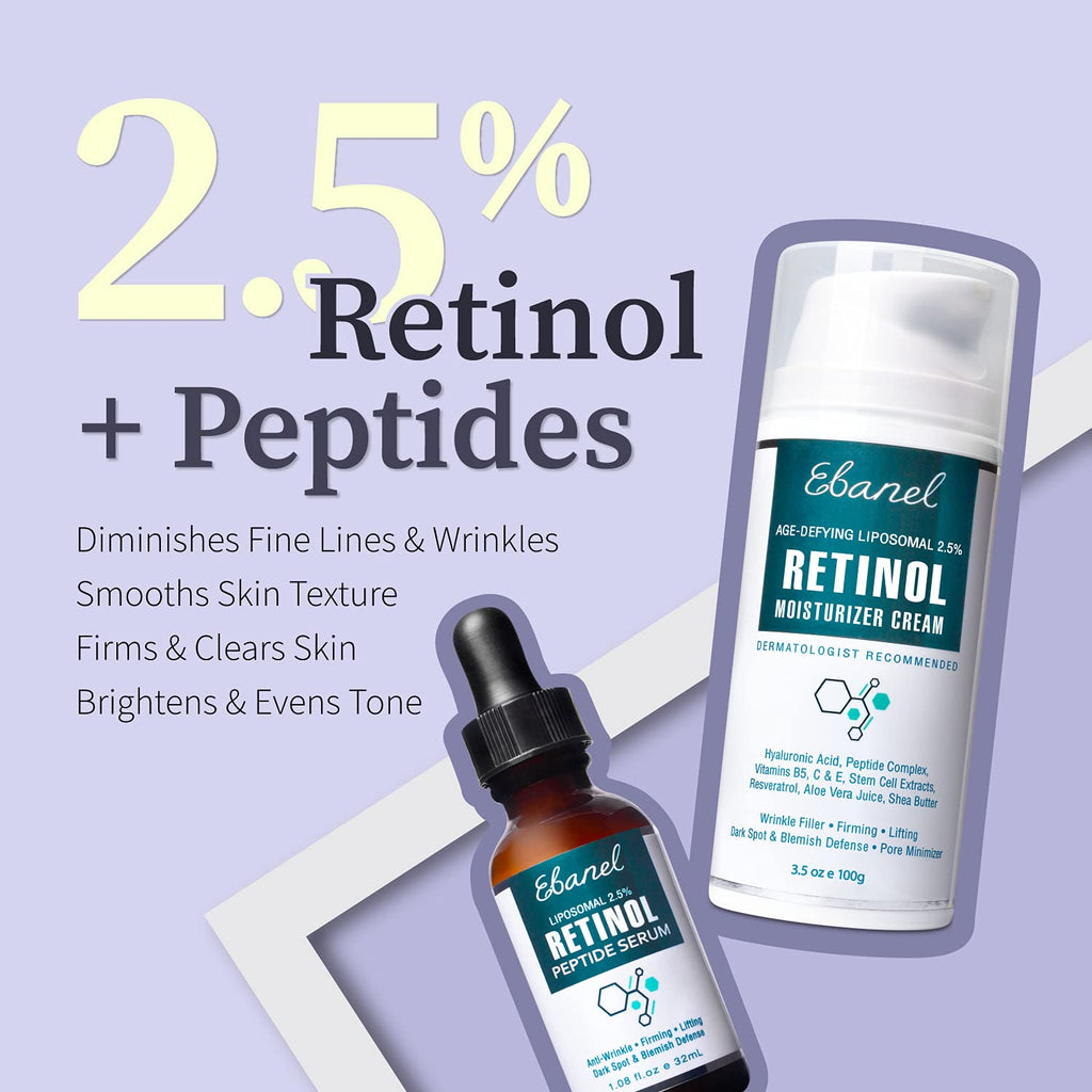 Ebanel Bundle of 10 Pack Bubble Clay Masks, and 2.5% Retinol Serum - Maple Wellness Supplements