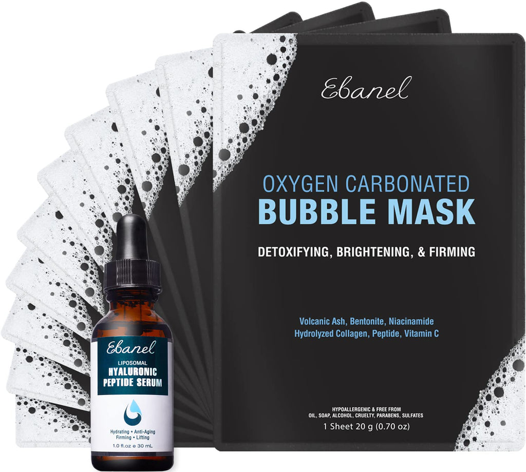 Ebanel Bundle of 10 Pack Bubble Clay Masks, and 2.5% Retinol Serum - Maple Wellness Supplements