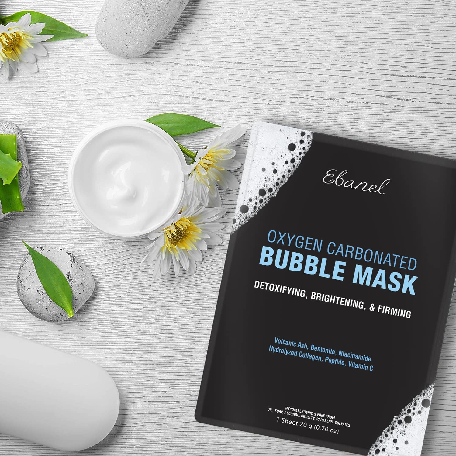 Ebanel Bundle of 10 Pack Bubble Clay Masks, and Exfoliating Face Scrub Peeling Gel Mild 4.12 Oz - Maple Wellness Supplements