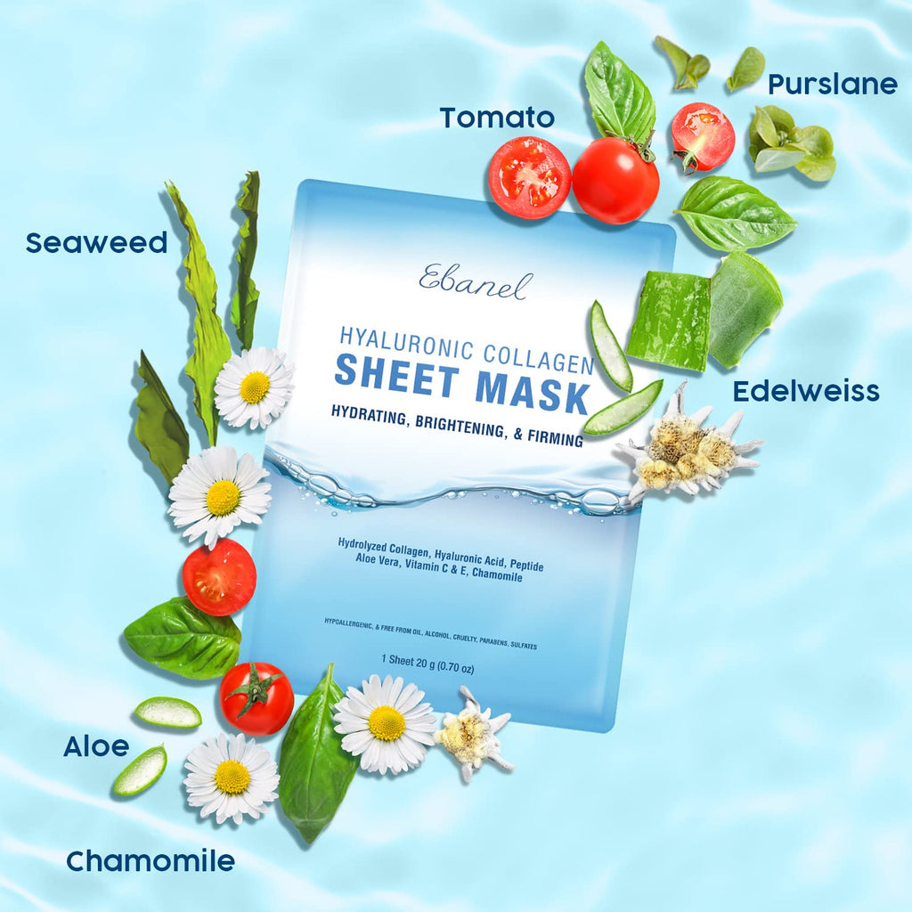 Ebanel Bundle of 30% AHA 2% BHA Chemical Peel and 10 Pack Collagen Face Mask - Maple Wellness Supplements