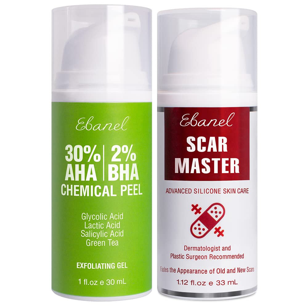 Ebanel Bundle of 30% AHA 2% BHA Chemical Peel and Advanced Silicone Scar Gel - Maple Wellness Supplements