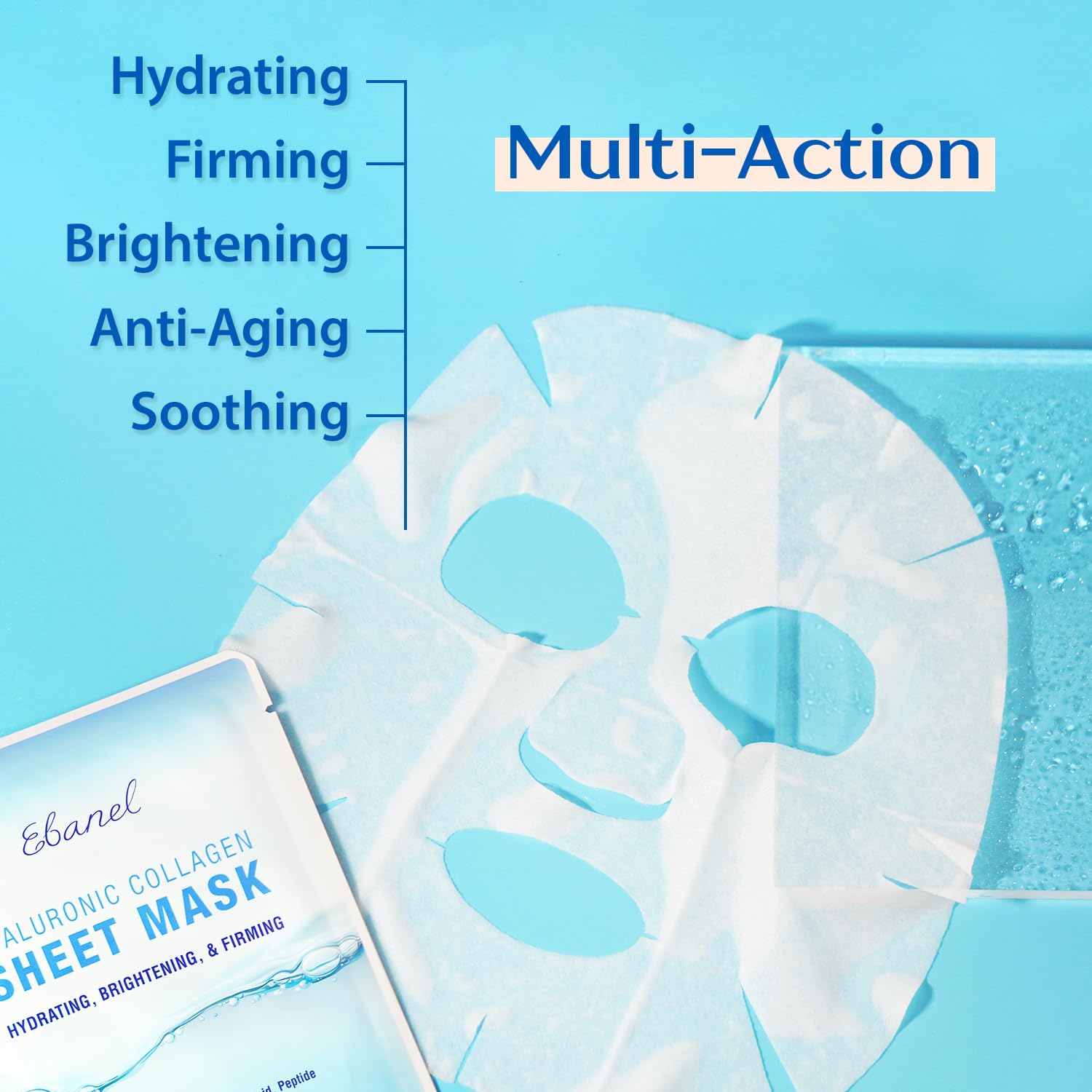 Ebanel Bundle of 40-Pack Collagen Face Mask and 8-Pack Collagen Peptide Infusion Mask - Maple Wellness Supplements