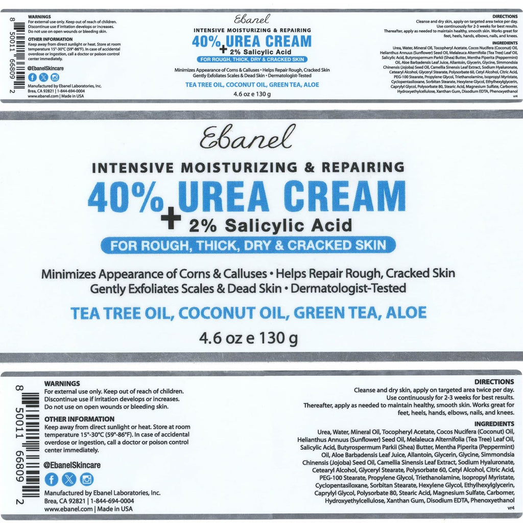 Ebanel Bundle of 40% Urea Cream 4.6 Oz, and Exfoliating Face Scrub Peeling Gel 4.12 Oz - Maple Wellness Supplements