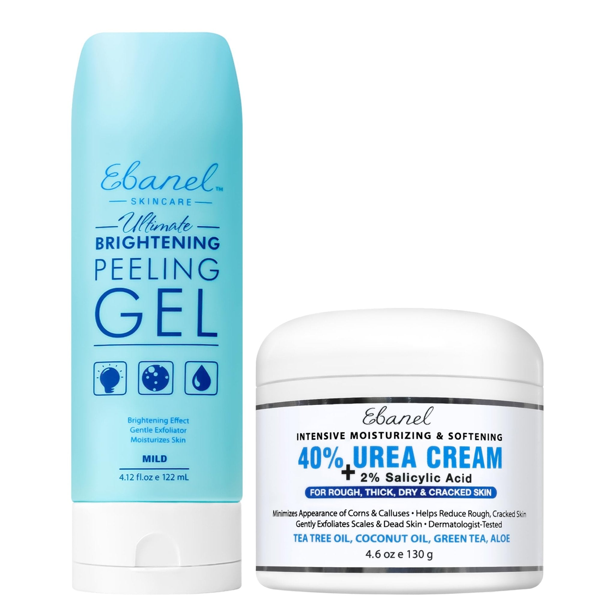 Ebanel Bundle of 40% Urea Cream 4.6 Oz, and Exfoliating Face Scrub Peeling Gel 4.12 Oz - Maple Wellness Supplements