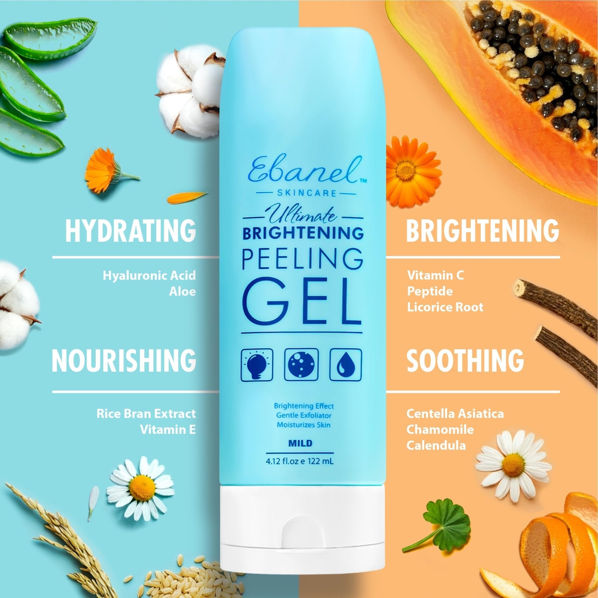 Ebanel Bundle of 40% Urea Cream 4.6 Oz, and Exfoliating Face Scrub Peeling Gel 4.12 Oz - Maple Wellness Supplements
