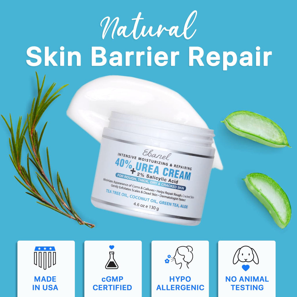 Ebanel Bundle of 40% Urea Cream 4.6 Oz, and Exfoliating Face Scrub Peeling Gel 4.12 Oz - Maple Wellness Supplements