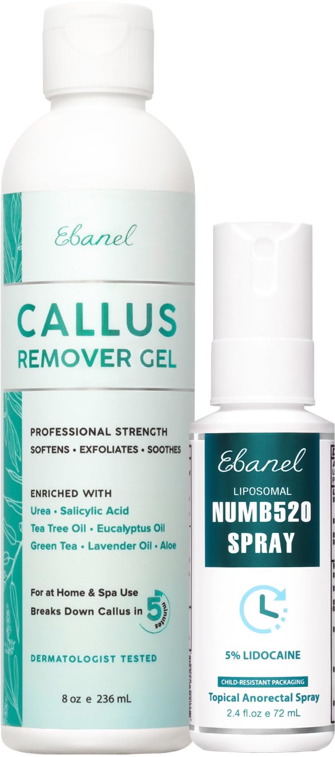 Ebanel Bundle of 5% Lidocaine Numbing Spray and Callus Remover Gel - Maple Wellness Supplements