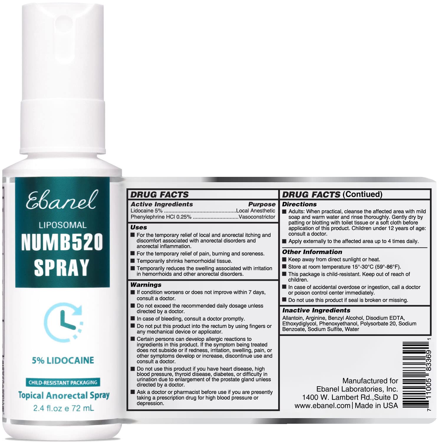Ebanel Bundle of 5% Lidocaine Numbing Spray and Callus Remover Gel - Maple Wellness Supplements