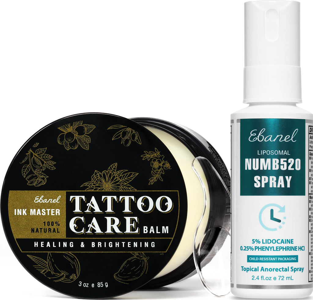 Ebanel Bundle of 5% Lidocaine Numbing Spray and Tattoo Aftercare Healing Balm - Maple Wellness Supplements