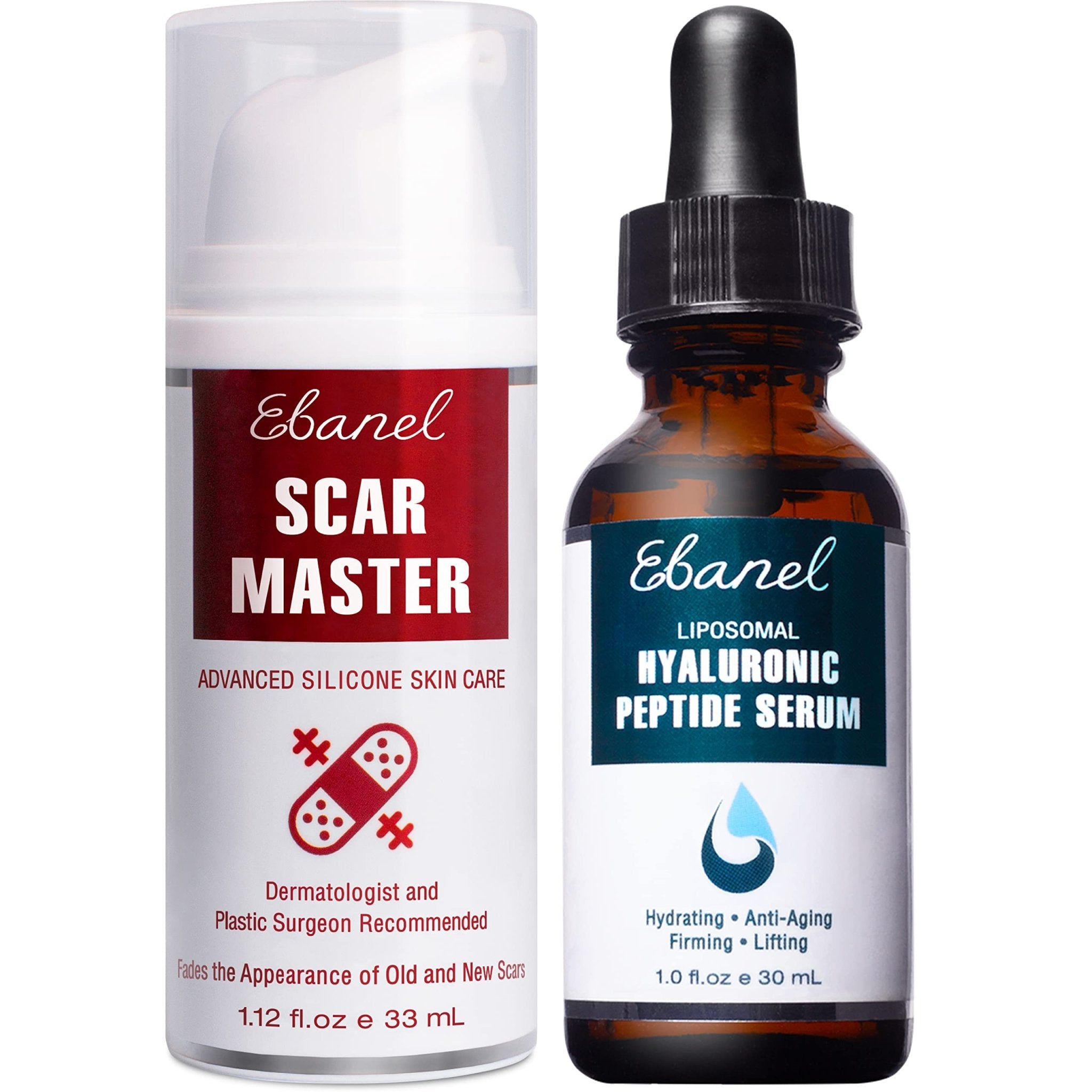 Ebanel Bundle of Advanced Silicone Scar Gel 1 Oz, and Hyaluronic Acid Serum - Maple Wellness Supplements