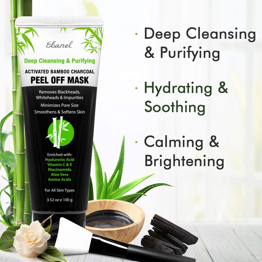Ebanel Bundle of Charcoal Peel Off Face Mask, and 10-Pack Carbonated Bubble Clay Mask - Maple Wellness Supplements