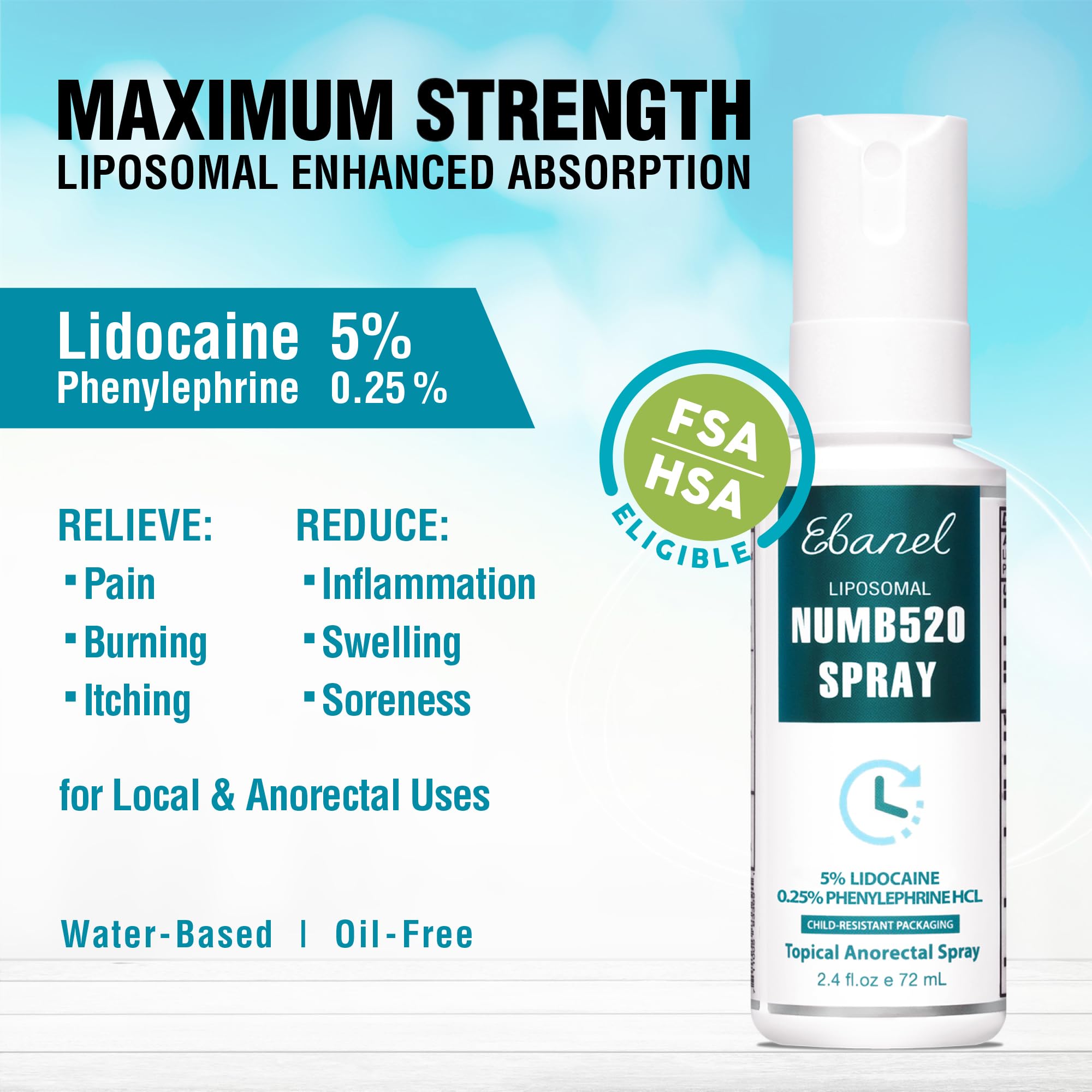 Ebanel Bundle of Fungus Treatment 1 Oz, and Lidocaine Numbing Spray - Maple Wellness Supplements