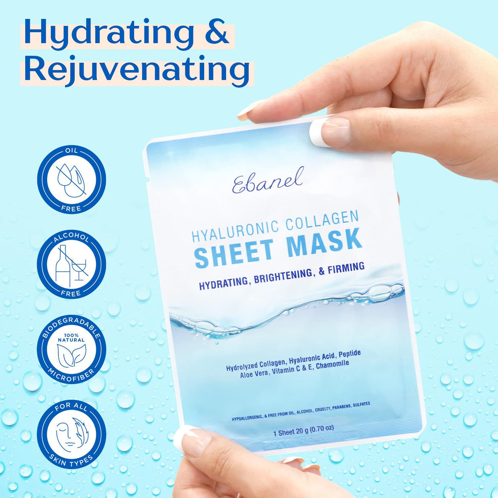 Ebanel Bundle of Gentle Exfoliating Face Scrub Peeling Gel 4.12 Oz, and 15 Pack Collagen Face Mask - Maple Wellness Supplements