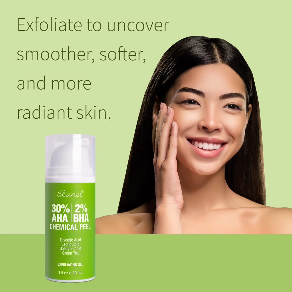 Ebanel Bundle of Hyaluronic Acid Serum and 30% AHA 2% BHA Chemical Peel Exfoliant Gel - Maple Wellness Supplements
