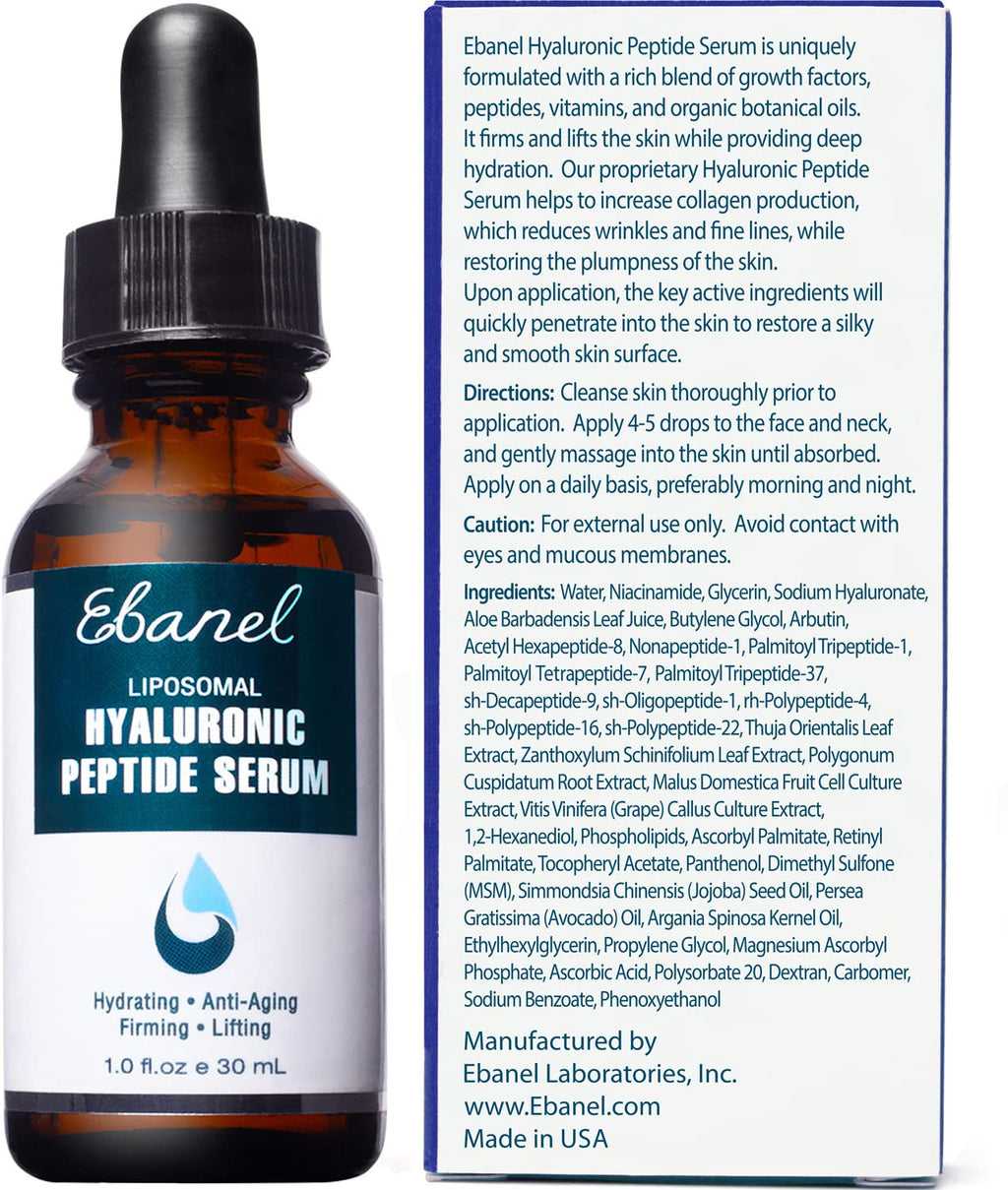 Ebanel Bundle of Hyaluronic Acid Serum, and Exfoliating Face Scrub Peeling Gel, 4.12 Oz - Maple Wellness Supplements