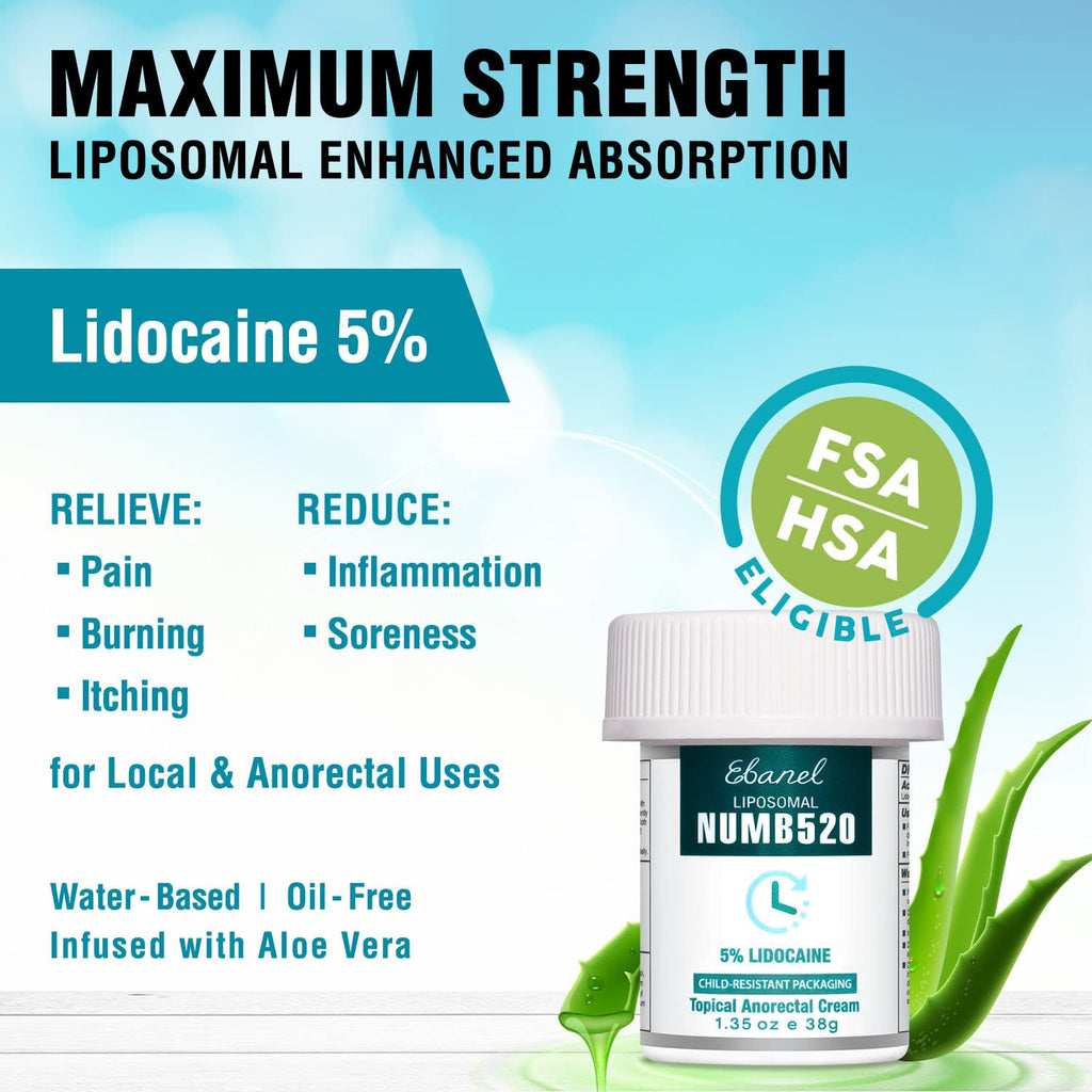 Ebanel Bundle of Lidocaine Numbing Cream, and Advanced Silicone Scar Gel 1 Oz - Maple Wellness Supplements