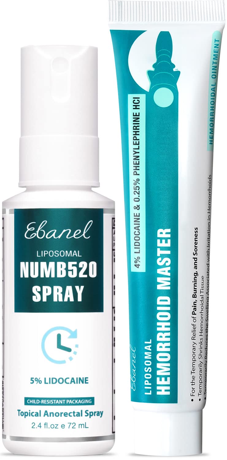 Ebanel Bundle of Lidocaine Numbing Spray, and Hemorrhoid Master - Maple Wellness Supplements