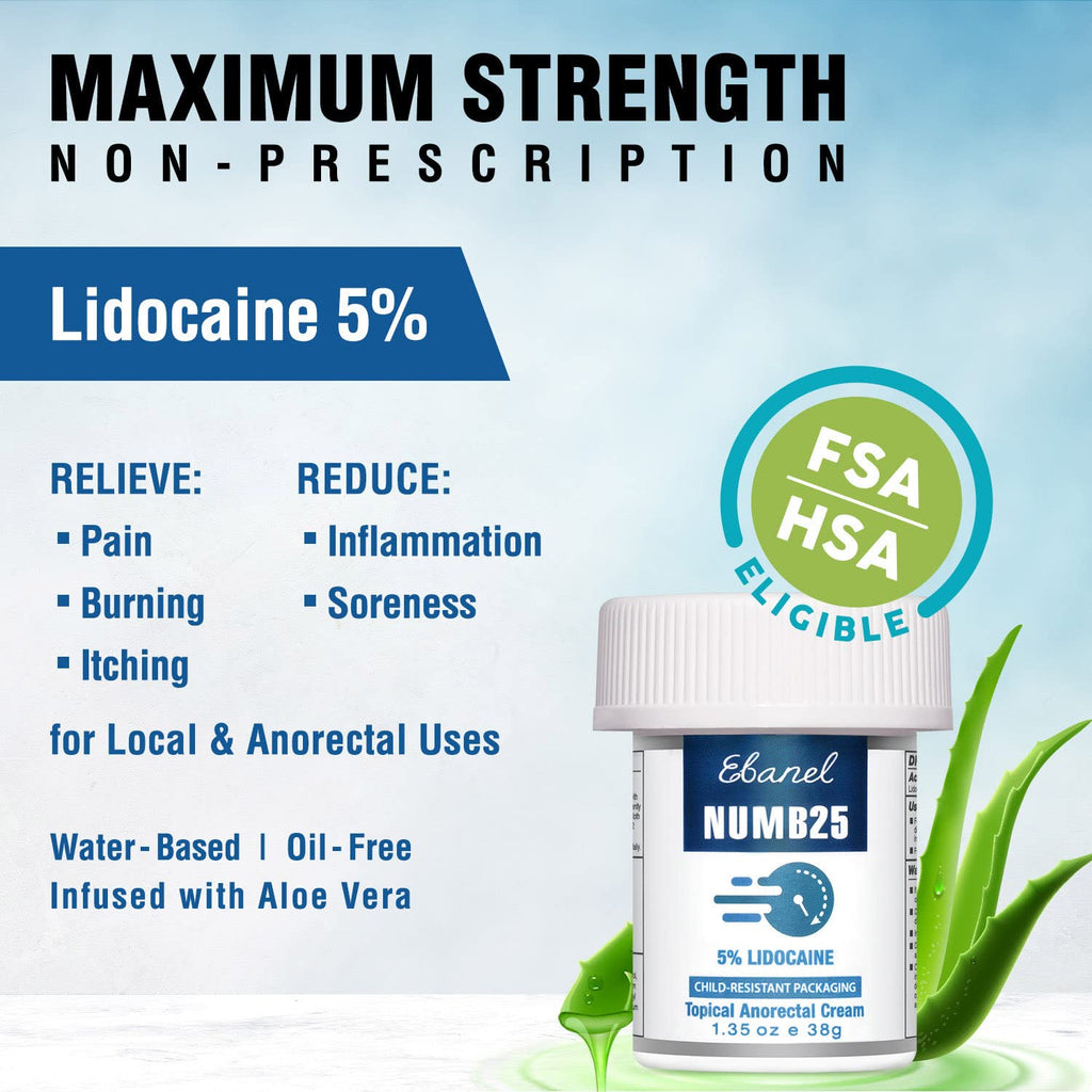 Ebanel Bundle of Lidocaine Numbing Spray, and Topical Numbing Cream 1 Oz - Maple Wellness Supplements