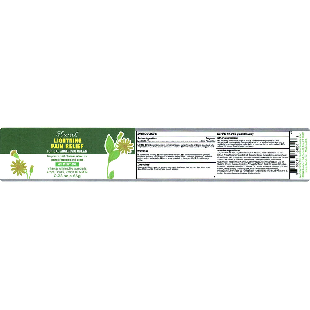 Ebanel Bundle of Pain Relief Cream Arnica Menthol 2 Oz, and Topical Numbing Cream 4 Oz - Maple Wellness Supplements