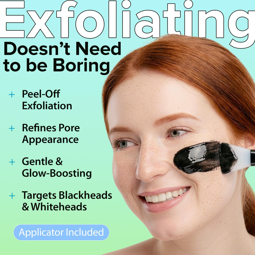 Ebanel Charcoal Peel Off Face Mask Applicator Set, Deep Pore Cleansing Minimizer Blackhead Remover with Niacinamide, Hyaluronic Acid, Vitamin C, Green Tea, Deep Cleanse Black Masks Peel Off Gel Mask - Maple Wellness Supplements
