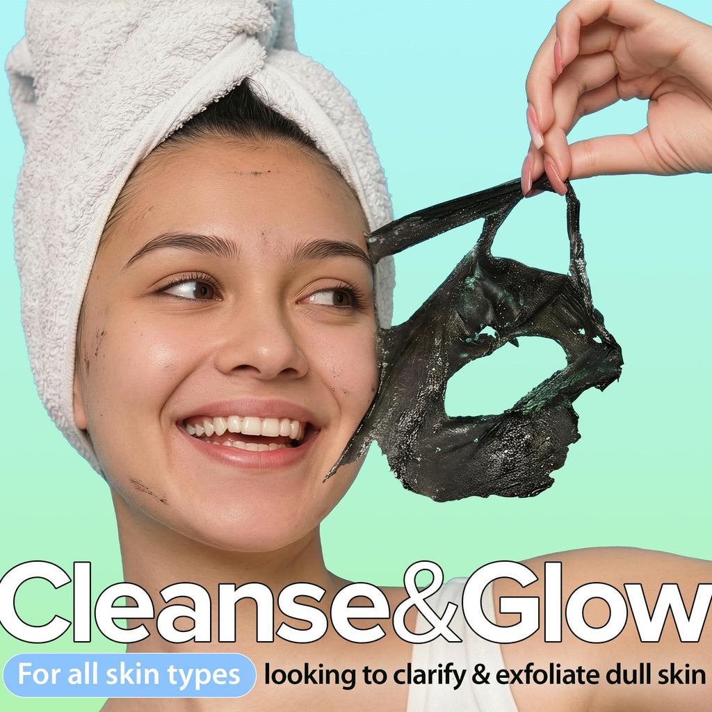 Ebanel Charcoal Peel Off Face Mask Applicator Set, Deep Pore Cleansing Minimizer Blackhead Remover with Niacinamide, Hyaluronic Acid, Vitamin C, Green Tea, Deep Cleanse Black Masks Peel Off Gel Mask - Maple Wellness Supplements