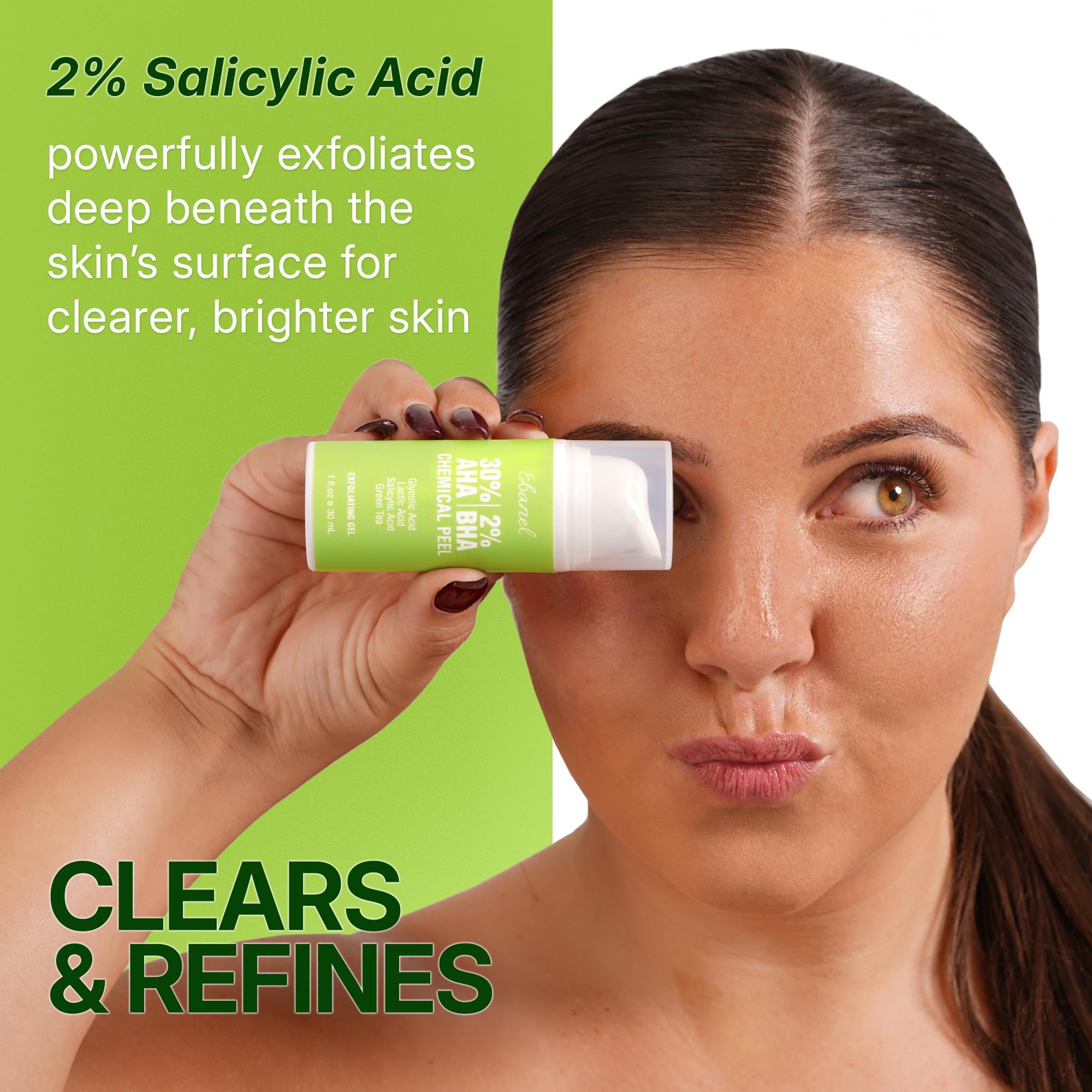 Ebanel Chemical Peel for Face, AHA BHA Exfoliator, Glycolic Acid Peel, Salicylic & Lactic Acid Face Peeling Gel, Infused with Green Tea & Chamomile for Acne Scars, Dark Spots, Wrinkles, Fine Lines - Maple Wellness Supplements