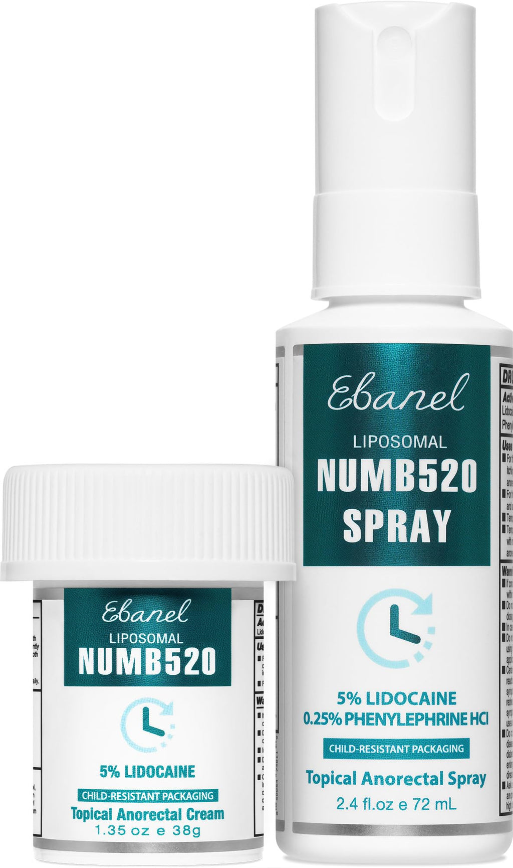 Ebanel Set of 5% Lidocaine Numbing Cream and 5% Lidocaine Spray Pain Relief Numbing Spray for Skin, Maximum Strength Topical Anesthetic to Numb Pain Burn Itch for Local and Anorectal Uses - Maple Wellness Supplements
