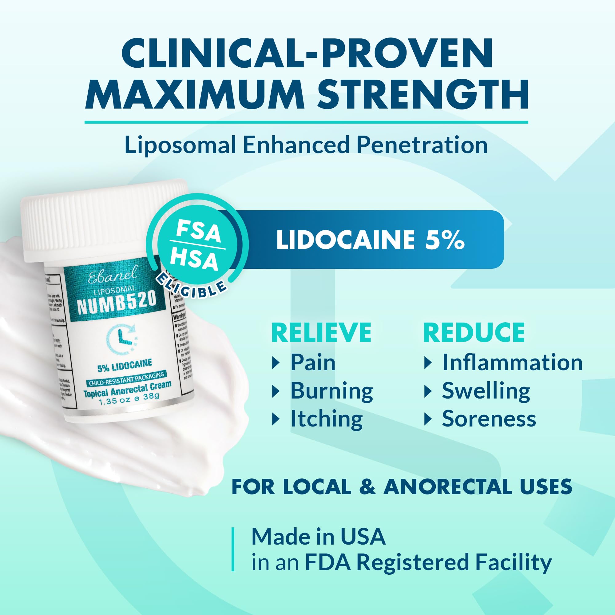 Ebanel Set of 5% Lidocaine Numbing Cream and 5% Lidocaine Spray Pain Relief Numbing Spray for Skin, Maximum Strength Topical Anesthetic to Numb Pain Burn Itch for Local and Anorectal Uses - Maple Wellness Supplements