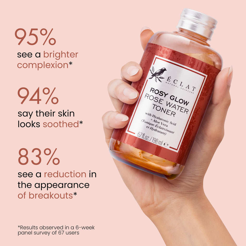 Eclat Skincare Rose Water Toner – Hydrating Toner for Face - Rosewater with Hyaluronic Acid & Aloe Vera - Alcohol Free & Skin Soothing Formula - Rejuvenating & Calming Facial Skin Care - Maple Wellness Supplements
