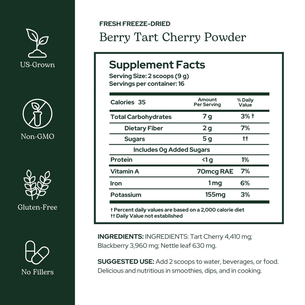 Eclectic Herb - Berry Tart Cherry Powder | Joint Support Supplement | Superfood Vitamin & Mineral Supplement | Freeze Dried, Vegan, Non-GMO, Gluten-Free (5.1 oz | 144 g) - TrustMedUSA