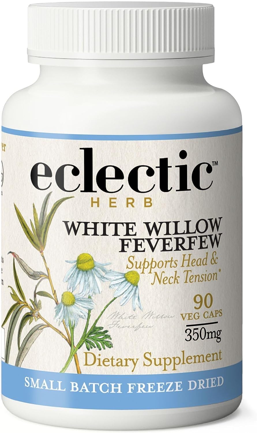 Eclectic Institute Raw Fresh Freeze-Dried Non-GMO White Willow - Feverfew | Support Body's Response to Occasional Pain | 90 CT (350 mg) - TrustMedUSA