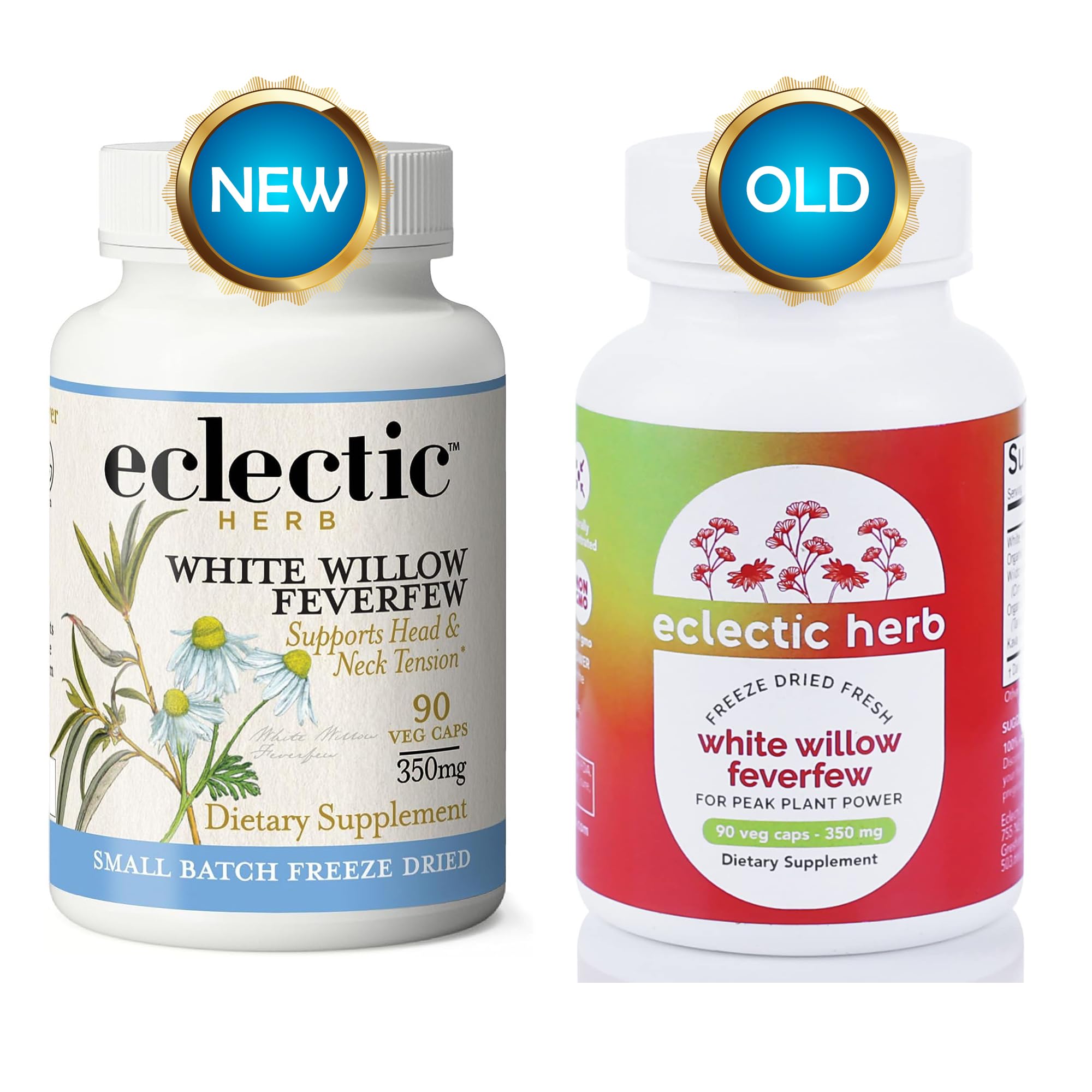 Eclectic Institute Raw Fresh Freeze-Dried Non-GMO White Willow - Feverfew | Support Body's Response to Occasional Pain | 90 CT (350 mg) - TrustMedUSA