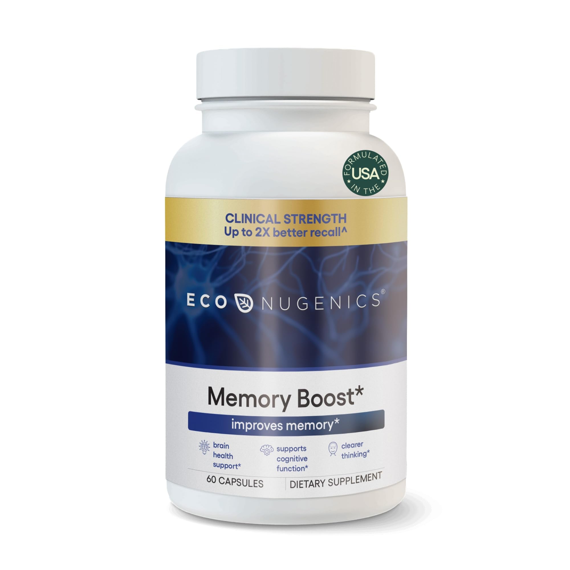 EcoNugenics Memory Boost Supplement – Clinically Studied Ingredients to Support Brain Focus & Health – Nootropic Formula with Bacopa Monnieri, Boswellia Serrata - TrustMedUSA