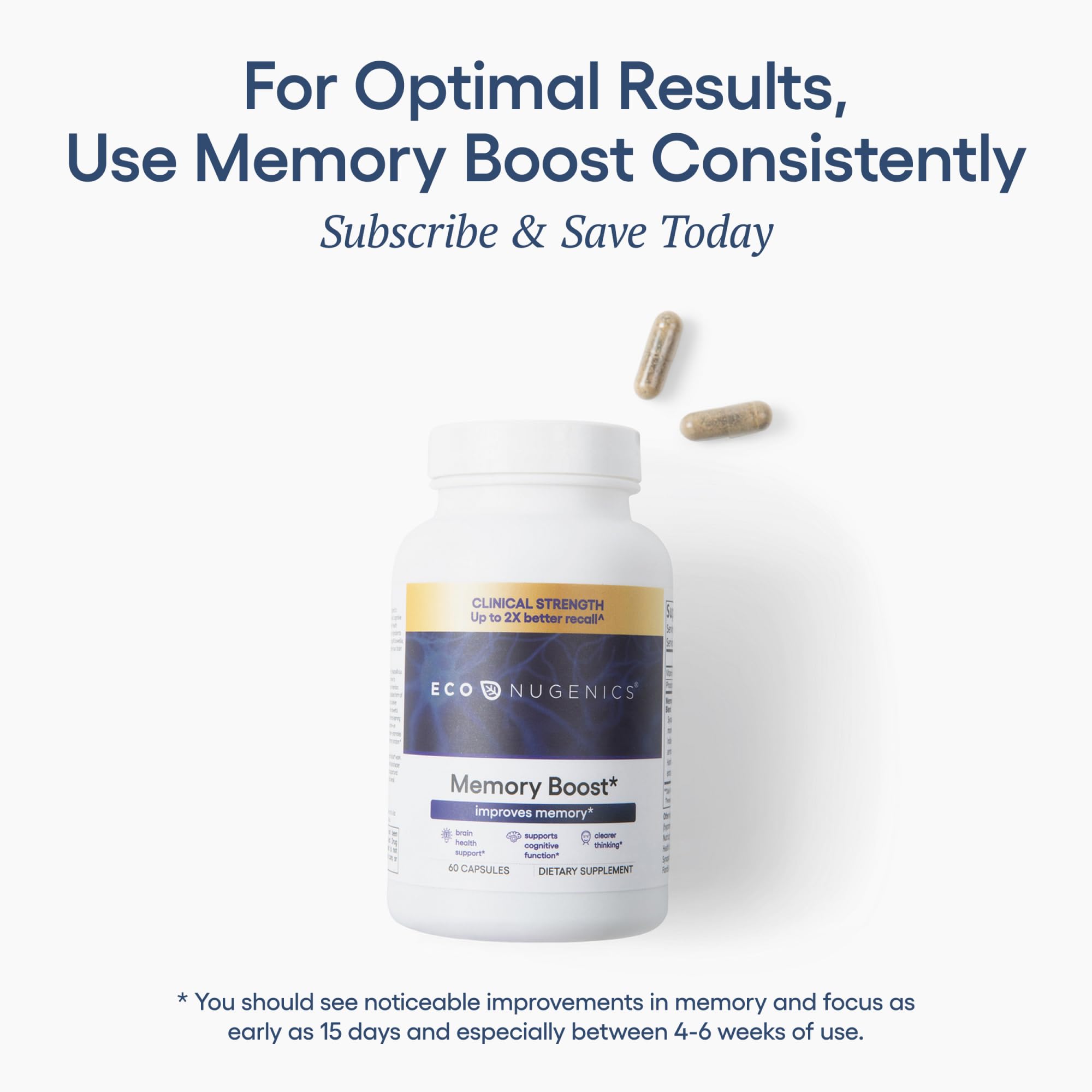 EcoNugenics Memory Boost Supplement – Clinically Studied Ingredients to Support Brain Focus & Health – Nootropic Formula with Bacopa Monnieri, Boswellia Serrata - TrustMedUSA