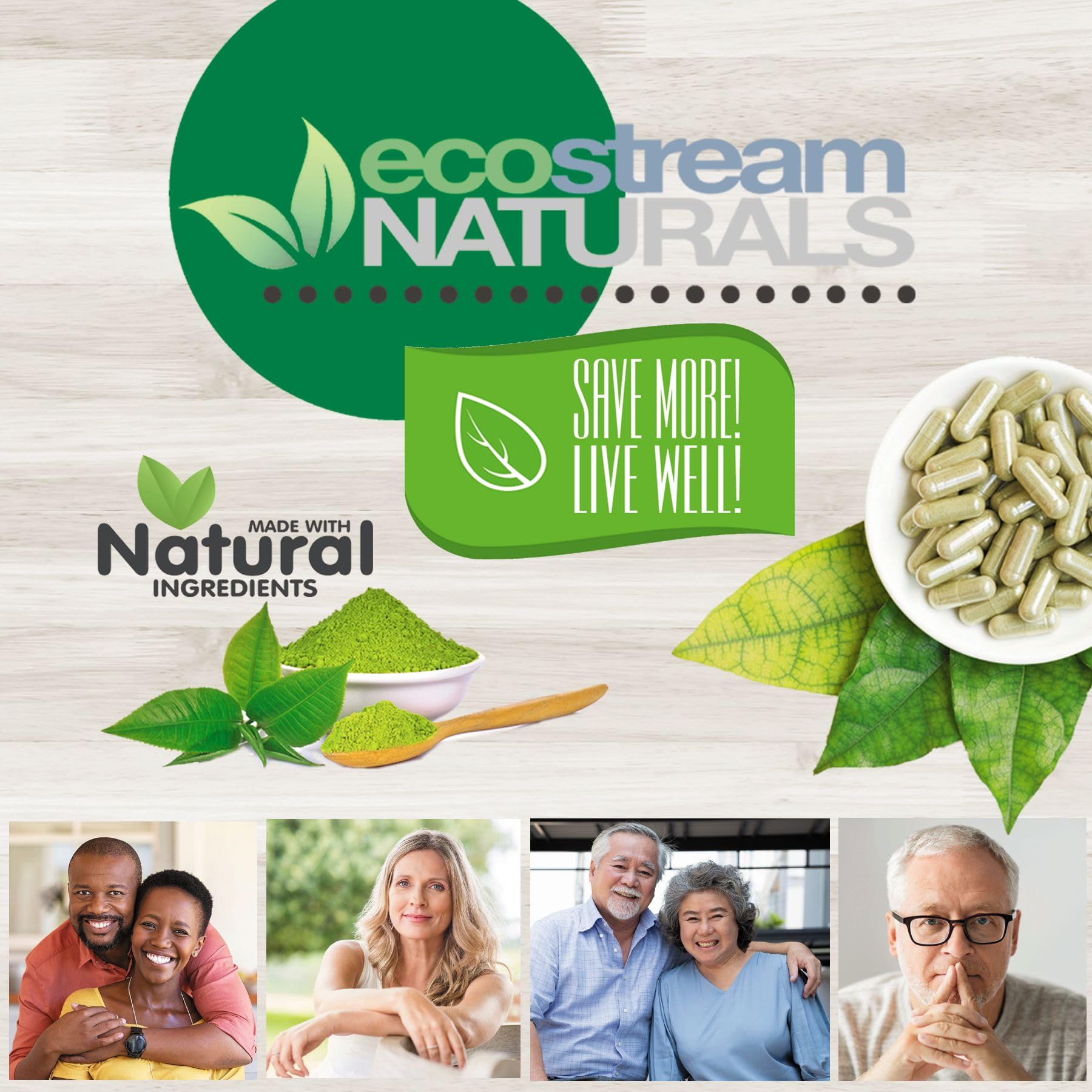 ecostream Naturals Vital First Daily Greens Superfood Powder 50 Whole Super Foods with Spirulina, Chlorella, Flax Seed, Fiber and Enzymes with Organic Greens - 30 Servings - TrustMedUSA