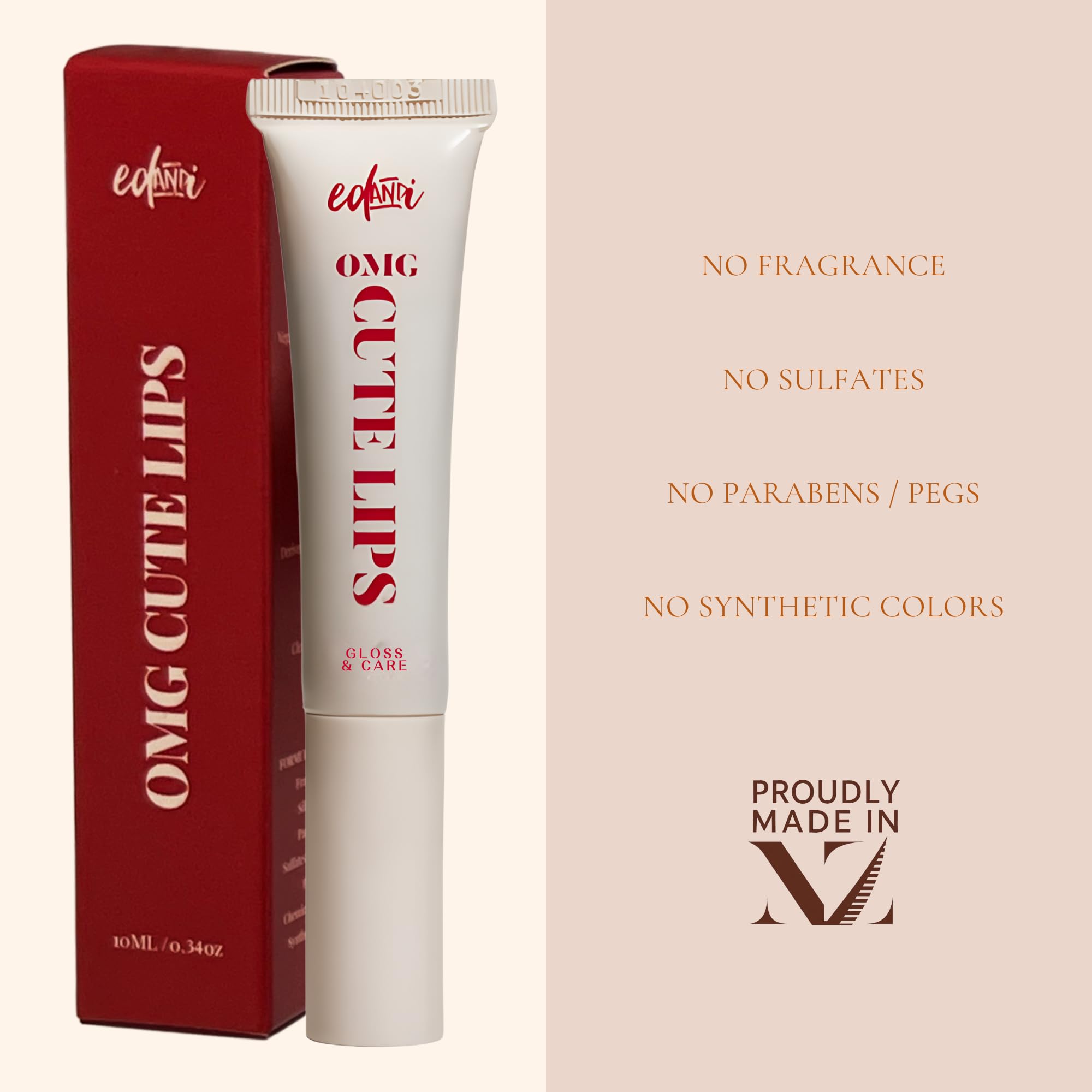 edandi ed&i OMG Cute Lips – Lip Gloss for Women with Shea Butter for Hydration, Light Shimmer, Lip Tinted High Shine Finish, Long Lasting Lip Gloss in Red Vanilla Frosting, Lightweight & Non-sticky - TrustMedUSA
