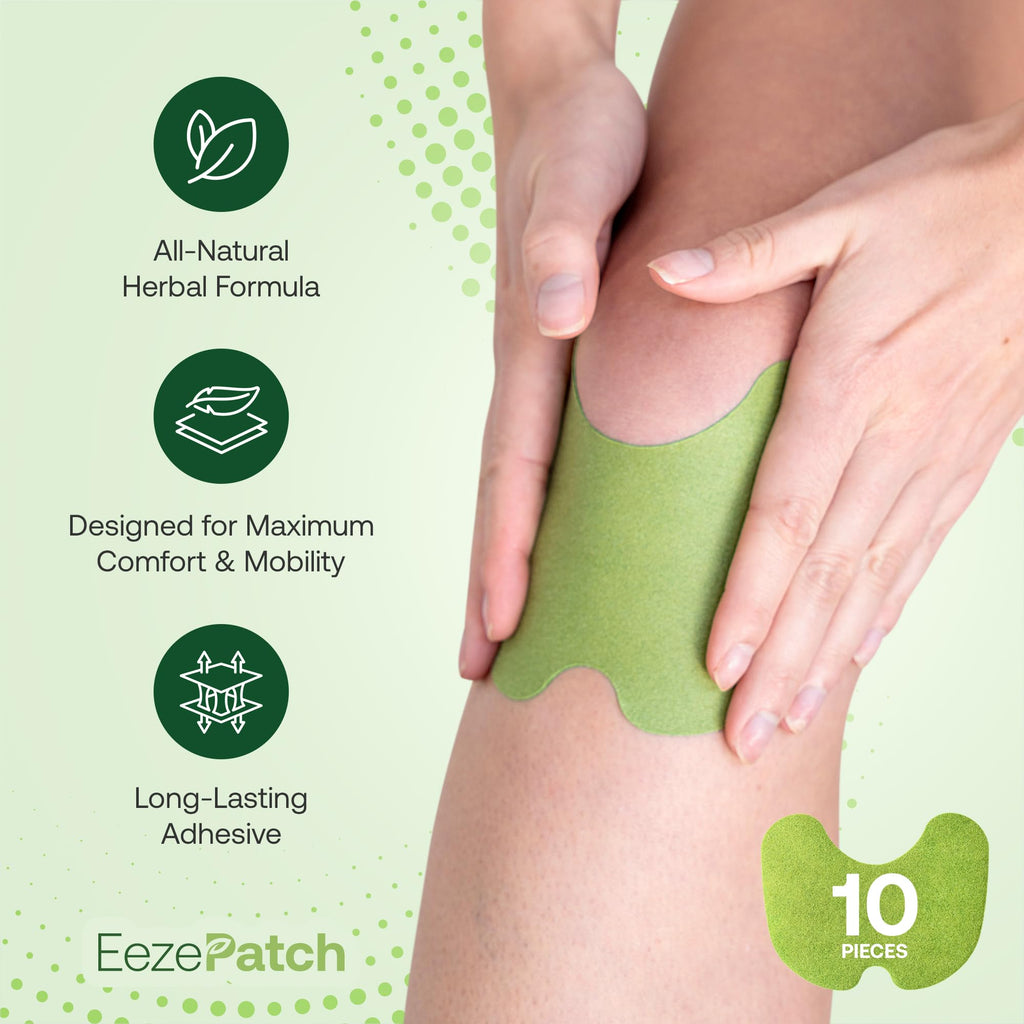 EezePatch® Herbal Knee Relief Patches (10 Count) – Natural Joint Support for Knee Discomfort, Mobility & Flexibility – Herbal Extracts for Soothing Relief – Easy-to-Apply Patches - Maple Wellness Supplements