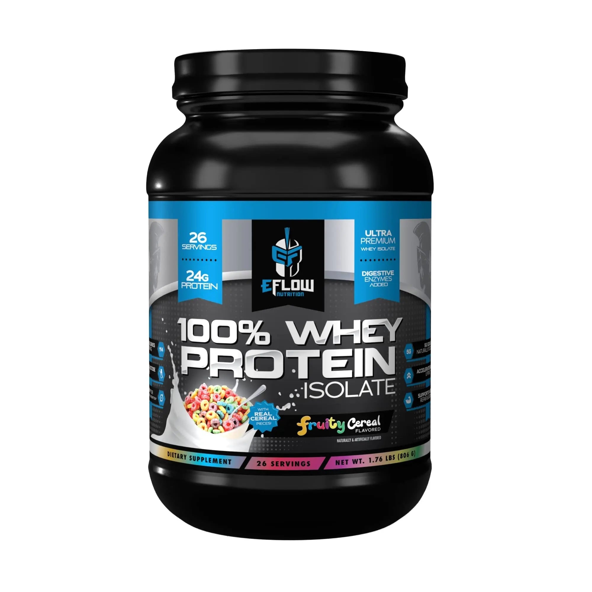 eFlow Nutrition 100% Whey Protein Isolate - Gluten & Lactose-Free Digestive Enzymes - TrustMedUSA