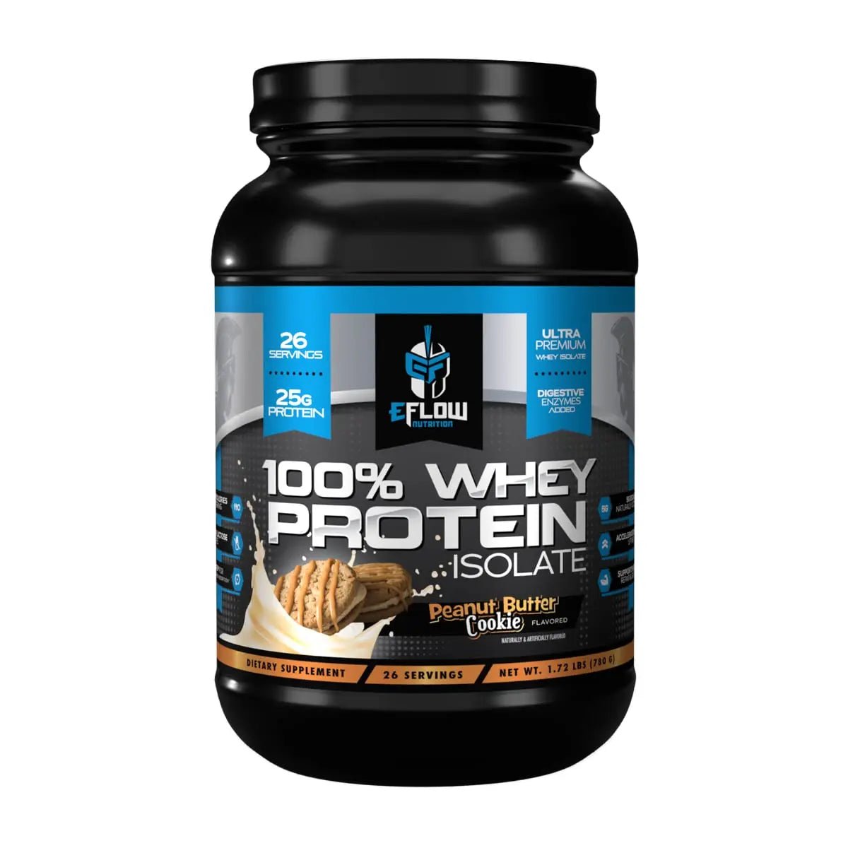 eFlow Nutrition 100% Whey Protein Isolate - Lactose-Free Digestive Enzymes Added - TrustMedUSA
