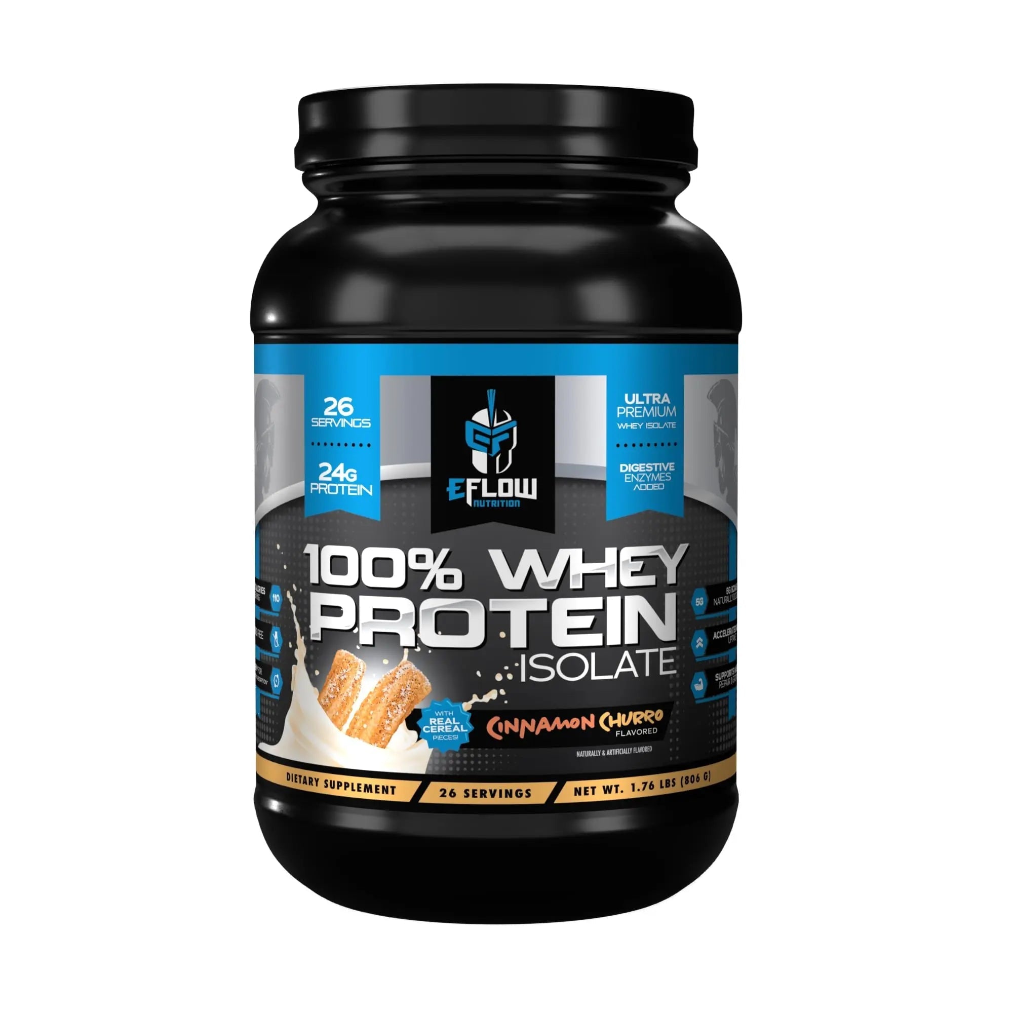 eFlow Nutrition 100% Whey Protein Isolate - Lactose-Free Digestive Enzymes Added - TrustMedUSA