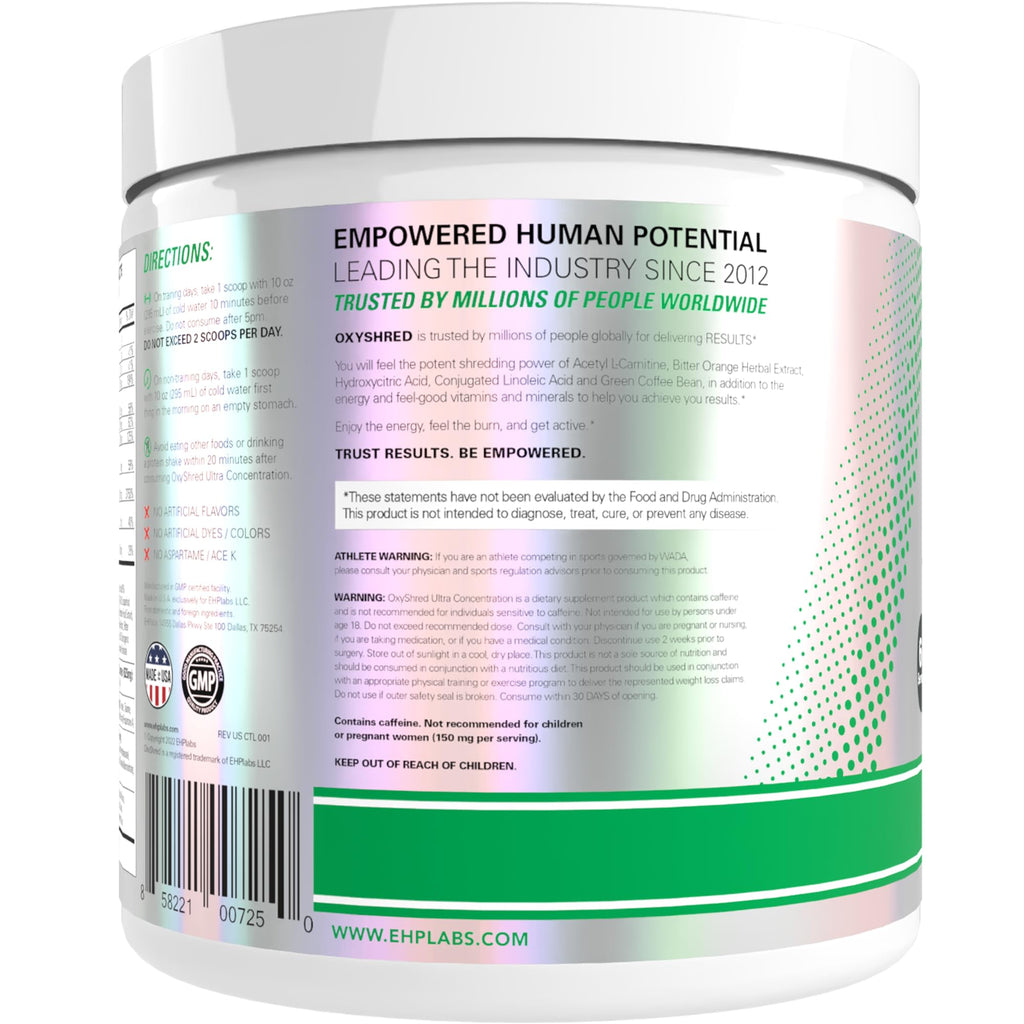 EHP Labs OxyShred Pre Workout Powder - Preworkout Powder with L Glutamine & Acetyl L Carnitine, Energy Boost Drink - Kiwi Strawberry, 60 Servings - Maple Wellness Supplements