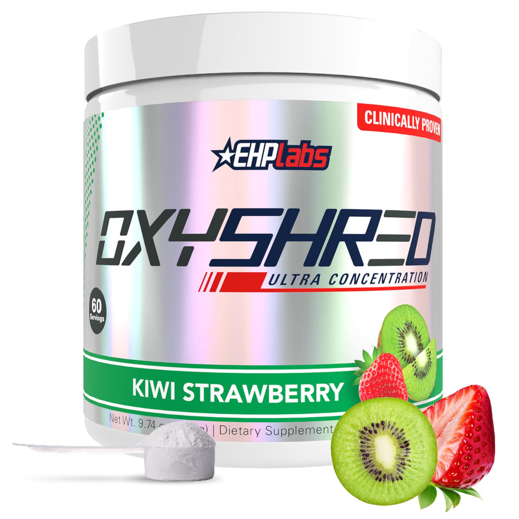 EHP Labs OxyShred Pre Workout Powder - Preworkout Powder with L Glutamine & Acetyl L Carnitine, Energy Boost Drink - Kiwi Strawberry, 60 Servings - Maple Wellness Supplements