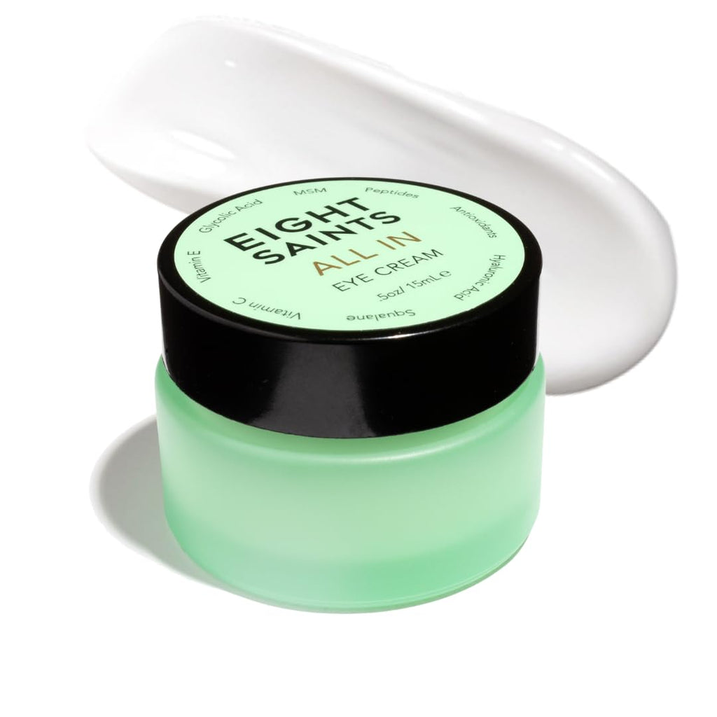 Eight Saints Skin Care All In Eye Cream, Anti Aging Eye Cream to Reduce Puffiness, Wrinkles, & Eye Bags, Dark Circles Eye Treatment, with Hyaluronic Acid, Vitamin C, & Peptides, 0.5 Ounces - Maple Wellness Supplements