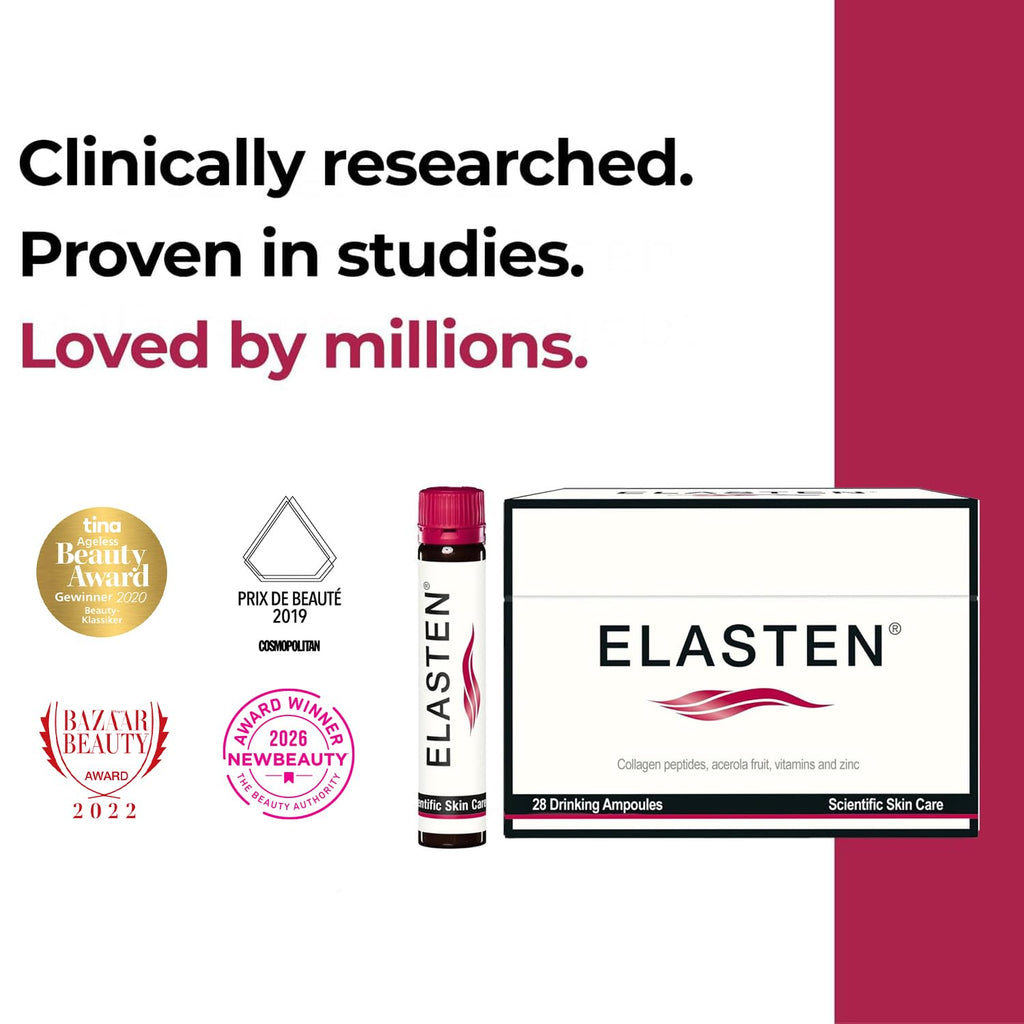 ELASTEN Clinically Tested Collagen Complex for Radiant Skin from Within – Reduces Fine Lines – Supports Healthy Connective Tissue – 28 Liquid Collagen Ampoules (0.85 fl oz / 25 ml Each) - Maple Wellness Supplements